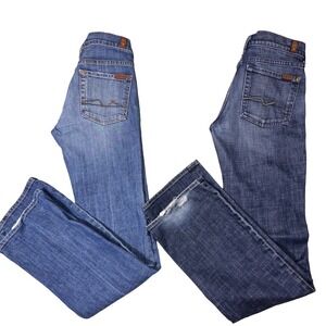 Bundle 7 For All Mankind Jeans 27 Button Fly Zip Fly Low Rise Blue Denim VTG Y2K